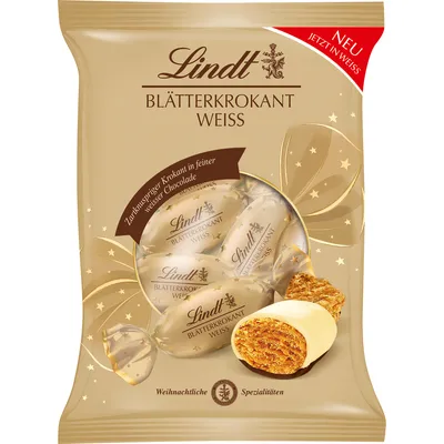 Produktbild von Lindt Blätterkrokant Weiss knusper Krokant in weisser Schokolade 90g