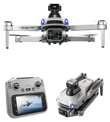 Image de Drone GPS ZELURXX avec écran 4,5 pouces, caméra HD 1080p, pliable, FPV numérique, double caméra, système d'évitement d'obstacles par laser, moteur brushless, portée de 120 m, 6 canaux