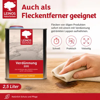 Produktbild von LEINOS Verdünnung 2,5 l – Verdünner & Pinselreiniger, auch Fleckentferner, KI-generiertes Bild