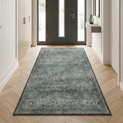 Image de Homebyhome Tapis lavable vintage tapis court couloir cuisine chambre design oriental entretien facile Taille: 80x150 cm