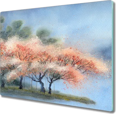 Produktbild von Coloray Schneidebrett Herdabdeckplatte 60x52 cm Kochplattenabdeckung Küchenbrett Hackbrett - Baumblüten