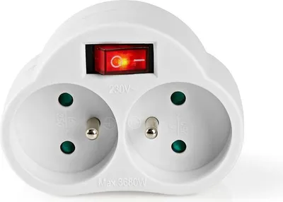 Produktbild von Nedis Stromverteiler - Frankreich / Typ E (CEE 7/6) - 250 V AC 50/60 Hz - Frankreich / Typ E (CEE 7/6) - 250 V AC 50/60 Hz - 16.0 A - 3500 W - Ein-/Ausschalter - Weiss