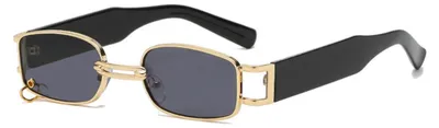 Designer Sonnenbrille Stylisch mit Ring Brille Cool Schwarz Gold 5210 - Gold-Grau