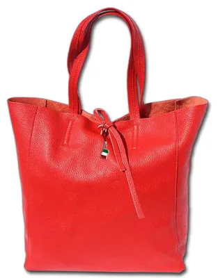 Obrázek produktu pro Italská kožená kabelka "shopper" červené barvy, s krátkými rukojeťmi, vyrobená z pravé kůže, dámská, model Florence, kód D3OTF112R