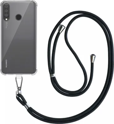 Obrázek produktu pro Smartphonica Pouzdro na telefon vhodné pro Huawei P30 Lite - Nova 4E Transparent Shockproof s odnímatelným univerzálním kabelem pro telefon - zadní kryt pouzdra Silicone ShockProof se šňůrkou na krk