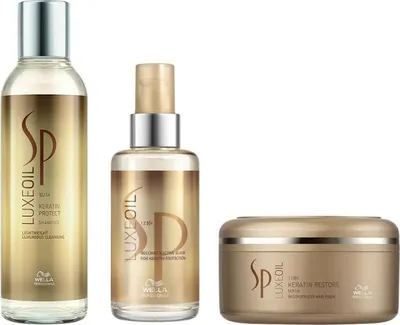 Produktbild von Wella | Pflege Set - Luxe Oil Keratin Shampoo 200ml + Maske 150ml + Elixier 100ml - Regeneration - Glanz - Schutz
