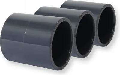 Produktbild von PVC-U Fitting Klebemuffe Ø 50 mm zum Verbinden von Rohren und Schläuchen 3er-Set