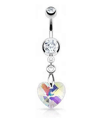 Produktbild von Taffstyle Bauchnabelpiercing Bauchnabelpiercing Multi Prisma Kristall Herz Anhänger, Clear