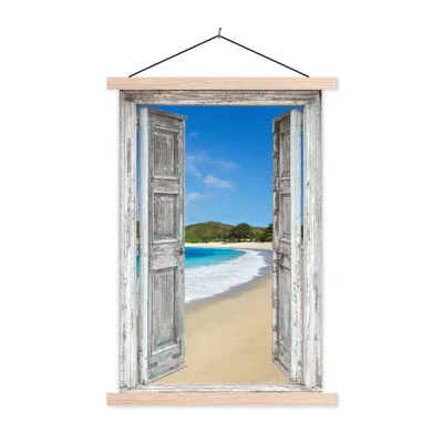 Produktbild von MuchoWow® Textilposter Meer - Tropen - Blick - Strand 40x60 cm mit holzfarbenen Rahmen - Poster