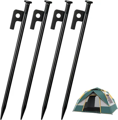 Imagen del producto de Anclajes de acero para suelo, de 30 cm, resistentes a fuertes vientos, para tiendas de campaña y actividades de camping