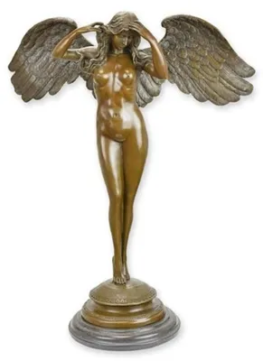 Obrázok produktu pre Casa Padrino luxusná secesná dekoratívna socha anjel bronz / čierna 48,7 x 22 x v. 60,7 cm - Bronzová postava s mramorovým podstavcom - Barokové a secesné bronzové sochy