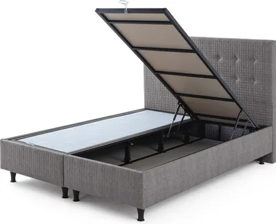 Produktbild von Hellgraues Schlafzimmer Bett Designer Bettgestell Einfarbiges Edles Bett