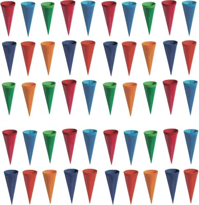 Produktbild von 50 Deko Schultüten / Länge: 12,5cm / 6 verschiedene Farben