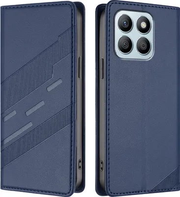 Produktbild von Hülle für Honor X8B, Kunstleder Brieftaschen Handyhülle mit Kartenfach und Standfunktion Blau