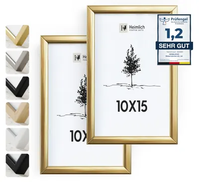 Bilderrahmen 10x15 cm, Gold, Aluminium, 2er-Pack