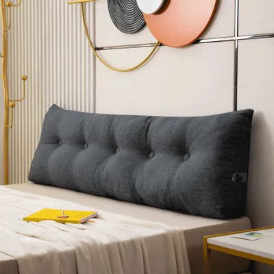 Image de Coussin dorsal Coussin lombaire Coussin de lecture pour lit Canapé 160x50x20cm Gris foncé