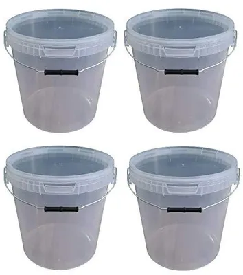 Produktbild von SILPLAST Eimer mit Deckel 25L x 4 Kunststoffeimer 25 Liter lebensmittelecht stapelbar Plastikeimer leer Transparent