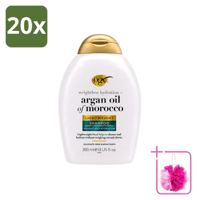 Productafbeelding van 20 x OGX Argan Oil of Morocco Shampoo - Lichtgewicht - voor dagelijks gebruik - 385 ml - Voordelige verpakking - 20 stuks