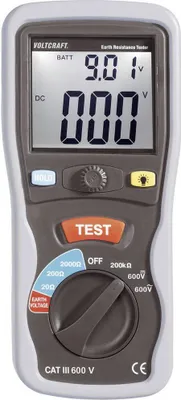 A digital multimeter is shown against a light gray background.