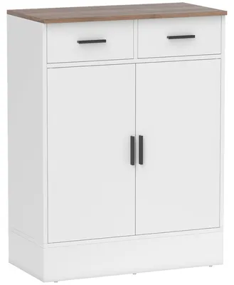 Immagine prodotto di Credenza Moderna 68,6x35x90,3 cm 2 Cassetti e Armadietto in Legno Bianco