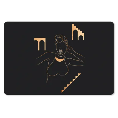 Produktbild von MuchoWow® Schreibtischunterlage Frau - Gold - Strichzeichnung 60x40 cm - XXL Mauspad - Großes Mauspad