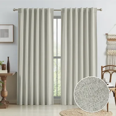 Obrázok produktu pre Záclony z ľanovej textílie, výška 244 cm, 2 kusy, svetlošedé, zatemňovacie záclony