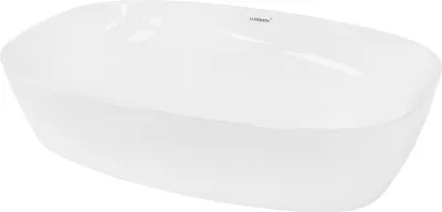 Produktbild von LuxeBath Waschbecken Aufsatzwaschbecken Oval, 60,5x38x14 cm, Weiß, aus Keramik