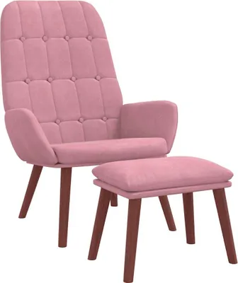 Immagine prodotto di Poltrona relax con sgabello in velluto rosa
