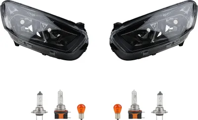 Imagen del producto de Conjunto de faros delanteros (izquierdo y derecho) y bombillas compatibles con Ford Transit Courier Johns