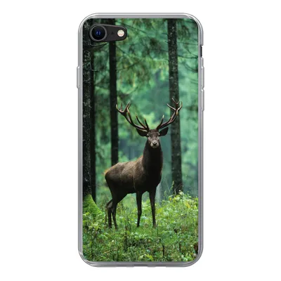 Produktbild von MuchoWow® Handyhülle Schutzhülle Hülle für iPhone 8 Hirsche - Wald - Bäume - Tiere - Natur Silikon Softcase Handy Hülle - Schutzhaube