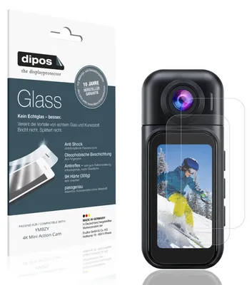 Produktbild von 2x Schutzfolie für YMBZY 4K Mini Action Cam matt - Anti-Shock 9H Folie dipos Glass Kunststoffglas