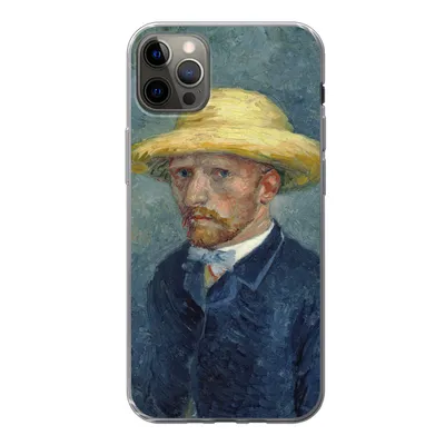 Produktbild von MuchoWow® Handyhülle Schutzhülle Hülle für iPhone 12 Pro Max Selbstbildnis mit Hut - Vincent van Gogh Silikon Softcase Handy Hülle - Hartschale