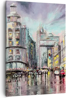 Produktbild von Bild auf Leinwand - Leinwandbild - Einteilig - Stadt Straße Haus - 50x70cm - Wand Bild - Wanddeko - Wandbilder - Leinwanddruck - Kunstdruck - Wanddekoration - Leinwand bilder - Wandbild - PA50x70-3440