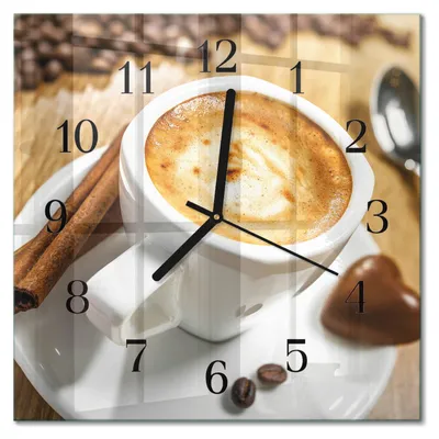 Produktbild von Tulup Glasuhr Wanduhr Küchenuhr Echt-Glas 30x30 cm Modern Dekorativ Geräuschlos Schwarzen Zeigern - Kaffee