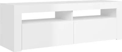 Produktbild von "Winterschlussverkauf "TV-Schrank Industriestil - CLORIS - Fernsehenschrank - mit LED-Leuchten Hochglanz-Weiß 120x35x40 cm - DEMöbel9786331