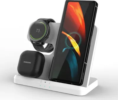 Produktbild von Induktive Ladestation, für Samsung, 3 in 1 Ladestation, Induktions-Ladegerät, Kompatibel mit Galaxy Watch, und allen Samsung S23 Ultra, S23 Serien