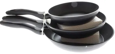 3er-Set Bratpfannen 18+22+26 cm, Alu, Antihaft, Induktion