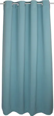 A single, closed curtain hangs from a rod.