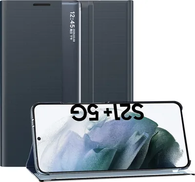 Produktbild von Samsung Galaxy S21 Plus 5G Hülle, LaimTop Slim Flip Leder Smart View Window Klappetui Schutzhülle mit Standfunktion für Samsung Galaxy S21 Plus 5G Navy blau