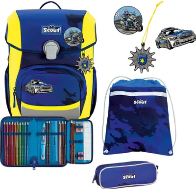 SCOUT Superflash Genius Set 4 Pezzi City Lights – Zaino Scuola 19L Con Astucci E Borsa Ginnica – Rifrangente E Sostenibile