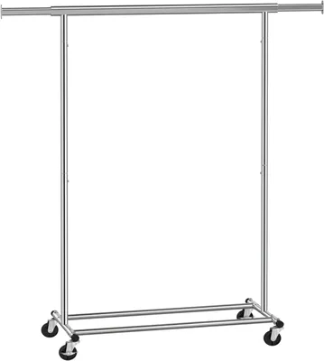 Obrázek produktu pro SONGMICS Věšák na oblečení, stojan na kolečkách 92-132 x 45 x 160cm, stříbrný