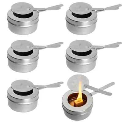 6er Set Brennpasta-Behälter aus Edelstahl mit Deckel