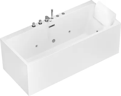 Immagine prodotto di Home Deluxe Vasca da bagno con funzione idromassaggio AMBER - 170 x 58 x 80 cm I Vasca da bagno in acrilico, spa, vasca  bagno, bagno, getti massaggianti, idromassaggio angolare, autoportante, illuminazione a LED, due persone, benessere, riscaldamento, rubinetto integrato, idromassaggio, bianco, idromassaggio incorporato