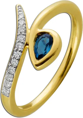 Produktbild von Blautopas Ring Gelbgold 585 14K Diamanten 0.08ct  20