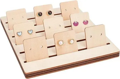 Produktbild von Famanu Holz Ohrschmuck Ständer - Mit 18 Ohrschmuck Displaykarten