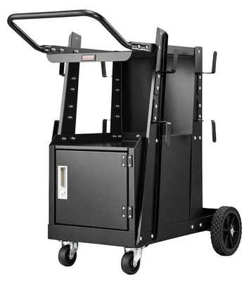 Produktbild von VEVOR Schweißwagen, 2-stufiger Schwerlast-Schweißwagen mit Diebstahlschutz abschließbarem Schrank, 120,2 kg Tragfähigkeit, 360° schwenkbare Räder, Sicherheitsketten für Tanklagerung, Schweißschrank für TIG, ARC, Plasmaschneider, 120,2 kg, 47,6 x 34,9 cm