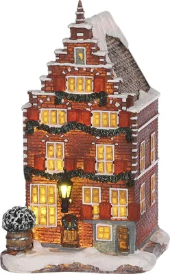 Zdjęcie produktu dla LuVille Christmas village miniaturowy domek nad kanałem - dł. 11 x szer. 12 x wys. 19 cm