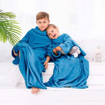 Zdjęcie produktu dla Koc z rękawami LAZY KIDS 90x105 indygo DecoKing