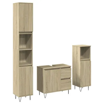 Produktbild von vidaXL 3-tlg. Badmöbel-Set Sonoma-Eiche Holzwerkstoff
