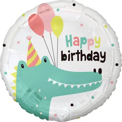 Image de Ballon en plastique Happy Birthday Crocodile, 45 cm